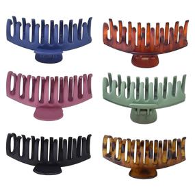 img 3 attached to 💁 Thick Hair Styling Made Easy with 6 Color Large Hair Claw Clips: 4-Inch Big Hair Banaclip Clip Set for Strong Hold and Perfect Hair Clamp Barrettes for Girls and Women