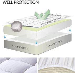 img 2 attached to 🛏️ Easeland Queen Size Mattress Pad - Pillow Top Mattress Cover with Quilted Fitted Mattress Protector - Cotton Top - Deep Pocket Cooling Mattress Topper - 60x80 Inches, White