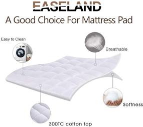 img 3 attached to 🛏️ Easeland Queen Size Mattress Pad - Pillow Top Mattress Cover with Quilted Fitted Mattress Protector - Cotton Top - Deep Pocket Cooling Mattress Topper - 60x80 Inches, White