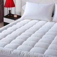 🛏️ easeland queen size mattress pad - pillow top mattress cover with quilted fitted mattress protector - cotton top - deep pocket cooling mattress topper - 60x80 inches, white logo
