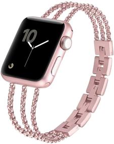 img 4 attached to 📿 Stylish Stainless Steel Bracelet for Apple Watch Series 5/4/6/SE - Fastgo Women and Girls Wristbands