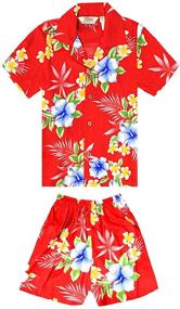 img 4 attached to 🌺 Hibiscus Boys' Clothing Sets: Hawaiian Shirt and Shorts Cabana Style