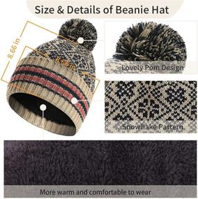 img 1 attached to ❄️ Ecodudo Snowflake Print Beanie Hat Scarf Touch Screen Gloves Set: Stylish Winter Accessory for Women