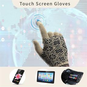 img 2 attached to ❄️ Ecodudo Snowflake Print Beanie Hat Scarf Touch Screen Gloves Set: Stylish Winter Accessory for Women