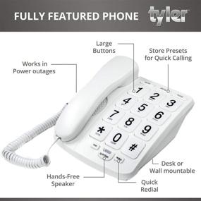 img 2 attached to 📞 Tyler TBBP-4-WH Senior Telephone - Large Button Landline Phone for Elderly with Loud Speaker, Speed Dial, Ringer Volume Control, Wall Mount - Easy to See & Press Numbers - Works during Power Outages