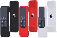 tokerse 3-pack silicone case cover for apple tv 4k / hd siri remote (1st gen) - 📱 shockproof silicone protective cover for apple tv hd (4th generation) / 4k siri remote controller - black red white logo