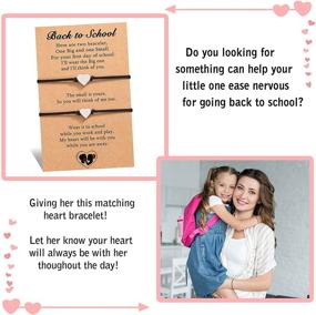 img 3 attached to 📚 Un-GENT THEM Back to School: Mother Daughter Bracelets Set for 2 - Heart Charm Wish Bracelets to Relieve Separation Anxiety on First Day of School!