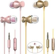 🎧 2-pack magnetic earbud headphones with remote & microphone by dakuan - in-ear earphone with stereo sound, noise isolation and tangle-free design - compatible with smartphones, laptops, gaming, and any device with a 3.5mm interface logo