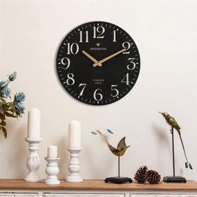 img 3 attached to Nikky Home 12 Inch Silent Non Ticking Farmhouse Wall Clock - Vintage Round Black Wooden Clock for Kitchen, Living Room, Bedroom, Office - Battery Operated Home Decor