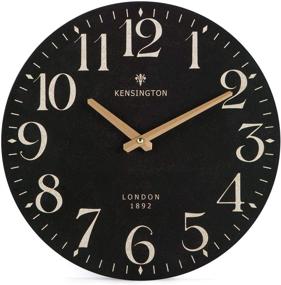 img 4 attached to Nikky Home 12 Inch Silent Non Ticking Farmhouse Wall Clock - Vintage Round Black Wooden Clock for Kitchen, Living Room, Bedroom, Office - Battery Operated Home Decor