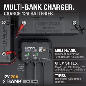 img 3 attached to 🔋 NOCO Genius GENPRO10X2 Marine Charger - 2-Bank, 20-Amp (10-Amp Per Bank) Smart Battery Charger, 12V Onboard Battery Maintainer, Desulfator, and Temperature Compensation