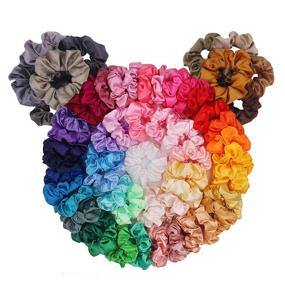 img 4 attached to 🎁 Премиум 60-пачка резинок для волос: Satin Silk Scrunchies от BeeVines для шелковистых кудрявых волос - идеальные аксессуары для волос для женщин, подростков и девочек - идеальный подарок на день рождения, День благодарения, Рождество