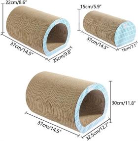 img 3 attached to 3 in 1 Cat Cave Scratcher Cardboard - Durable Cat Lounger, Indoor Cat Tunnel Scratching Post