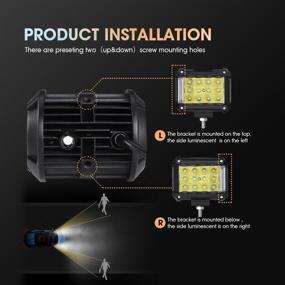 img 2 attached to 🔦 Прожекторы Auxbeam 4-дюймовые Side Shooter LED - 19 Вт, 2-пакет светильников для бездорожья с 19шт 1 Вт светодиодными чипами, комбинированная ближний/дальний свет.