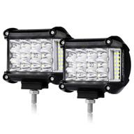 🔦 прожекторы auxbeam 4-дюймовые side shooter led - 19 вт, 2-пакет светильников для бездорожья с 19шт 1 вт светодиодными чипами, комбинированная ближний/дальний свет. логотип