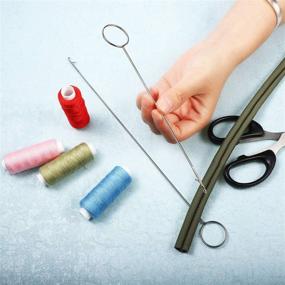 img 2 attached to Stainless Steel Sewing Loop Turner Hook with Latch - Loop Turner Tool in 2 Sizes for Fabric Tube Straps, Belts, Strips - DIY Face Cover Accessories, Long and Short