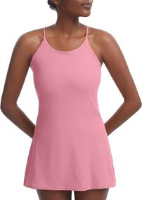 img 4 attached to 👗 Women's Sleeveless Workout Dress with Built-in Bra, Shorts Pocket, Ideal for Golf, Tennis, Sportswear...