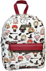 img 4 attached to Leather Backpack with Allover Character Pattern