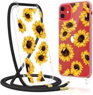 caka clear case for iphone 11 sunflower pattern crossbody with adjustable neck lanyard - shockproof protective case for iphone 11 6.1 logo