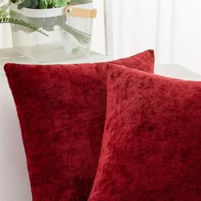 img 1 attached to 🍷 18x18 inch Wine Red Burgundy Decorative Throw Pillow Covers Set, Soft Cashmere for Couch, Sofa, Living Room, Bed - Solid Square Cushion Cases, Pack of 2