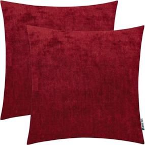 img 4 attached to 🍷 18x18 inch Wine Red Burgundy Decorative Throw Pillow Covers Set, Soft Cashmere for Couch, Sofa, Living Room, Bed - Solid Square Cushion Cases, Pack of 2