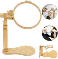 🪡 adjustable size embroidery hoop stand - beech wood cross stitch stand for rotated embroidery hoop holding logo