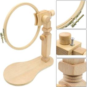 img 2 attached to 🪡 Adjustable Size Embroidery Hoop Stand - Beech Wood Cross Stitch Stand for Rotated Embroidery Hoop Holding