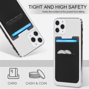 img 3 attached to 📱 FYY 2 Pack Card Holder: Stick on Wallet for iPhone Samsung Android Smartphones - Black & Black, Highly Adhesive Stretchy Lycra Credit/ID Card Sleeve Pouch