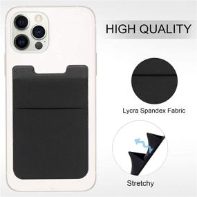 img 2 attached to 📱 FYY 2 Pack Card Holder: Stick on Wallet for iPhone Samsung Android Smartphones - Black & Black, Highly Adhesive Stretchy Lycra Credit/ID Card Sleeve Pouch