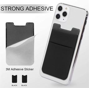 img 1 attached to 📱 FYY 2 Pack Card Holder: Stick on Wallet for iPhone Samsung Android Smartphones - Black & Black, Highly Adhesive Stretchy Lycra Credit/ID Card Sleeve Pouch