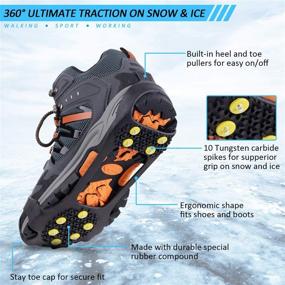 img 3 attached to 👟 STARVII Shoe and Boot Crampons, High-Quality Anti-Slip Ice Cleats for Men and Women, 10 Teeth TPE Rubber Traction Cleats Ideal for Hiking, Mountaineering, Fishing, S/M/L/XL Sizes (Extra 10 Studs)