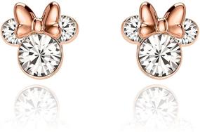 img 3 attached to 🐭 Silver Plated Disney Minnie Mouse Birthstone Crystal Stud Earrings for Women, Girls, and Jewelry Lovers