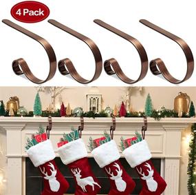 img 1 attached to 🧦 Secure and Adjustable FINMOR Christmas Stocking Holders for Mantle Set 4 - No-Slip Hooks for Fireplace Mantel