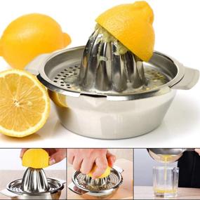 img 4 attached to 🍋 Stainless Steel Citrus Juicer Manual Hand Squeezer - Hand Press Fruit Lemon Lime Orange Squeezer with Bowl and Strainer