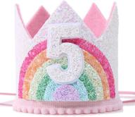 rainbow girl birthday crown and hat set - event party supplies, photo props logo