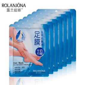 img 1 attached to ROLANJONA 10PCS=5PAIR ROLANJONA FOOT MASK - Bamboo Vinegar Feet 👣 Mask for Foot Care, Chamfer, Whitening, Moisturizing, and Exfoliating with Milk Membrane