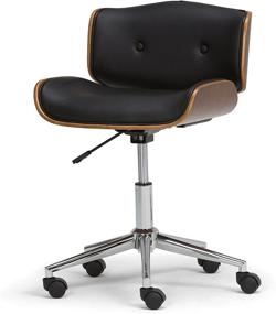 img 3 attached to 🪑 SimpliHome Dax Swivel Adjustable Executive Computer Bentwood Office Chair – Black, Natural Faux Leather – Perfect for Office and Study – Contemporary Modern Design