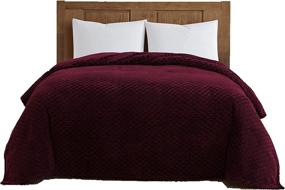 img 4 attached to 🧜 Burgundy Mermaid Scale Embossed Blanket: Cozy & Elegant All-Season Bedding by Morgan Home (86x86)