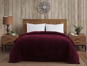 img 1 attached to 🧜 Burgundy Mermaid Scale Embossed Blanket: Cozy & Elegant All-Season Bedding by Morgan Home (86x86)