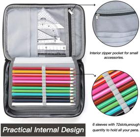 img 1 attached to Black High Capacity Zipper Pens Pencil Case - 72 Slot Multi-Functional Stationery Pouch for Office, College & School