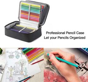 img 2 attached to Black High Capacity Zipper Pens Pencil Case - 72 Slot Multi-Functional Stationery Pouch for Office, College & School