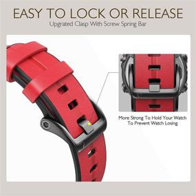 img 2 attached to NotoCity For Fenix 5X Bands 26Mm Leather Band Quick Fit Replacement Strap For Garmin Fenix 6X/6X Pro/5X/5X Plus/3/3 HR/Descent Mk1 Smartwatch (Red)
