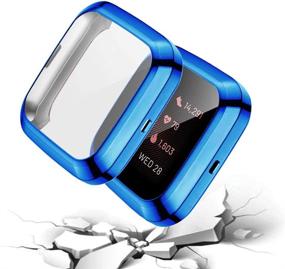 img 2 attached to Синий покрытый полимером TPU защитный чехол для смарт-часов Fitbit Versa 2 - ремешок с защитой от царапин, аксессуары, обеспечивающие защиту экрана со всех сторон.