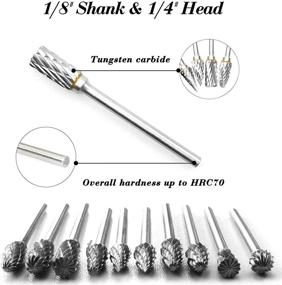 img 2 attached to 🛠️ 10PCS Double Cut Carving Burr Bits Set - BIGOU Carbide Rotary Burr Set with Tungsten Carbide, 1/8" Shank, 1/4" Grinding Head for DIY Metal Carving, Polishing, Engraving, and Drilling