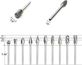 img 3 attached to 🛠️ 10PCS Double Cut Carving Burr Bits Set - BIGOU Carbide Rotary Burr Set with Tungsten Carbide, 1/8" Shank, 1/4" Grinding Head for DIY Metal Carving, Polishing, Engraving, and Drilling