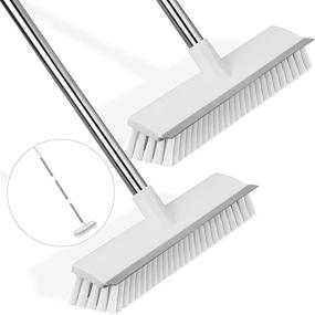 img 4 attached to 🧹 SIPIK 2 in 1 Long Handle Floor Scrub Brush (2 pack) - Stiff Scrubber Brushes for Deck, Bathroom, Grout, Kitchen, Swimming Pool, Garage - 42" with Scrape, Tub and Tile Brushes