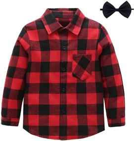 img 4 attached to 👚 Sleeve Girls Plaid Flannel Shirt - Boys' Tops, Tees & Shirts Collection