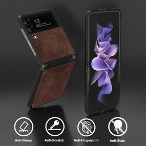 img 2 attached to 📱 Samsung Galaxy Z Flip 3 5G Phone Case Cover | PC Hard Shockproof Back Cover | Brown Leather Case for Galaxy Z Flip 3 | Slim Durable Protective Cover Shell for Galaxy Z Flip3 2021