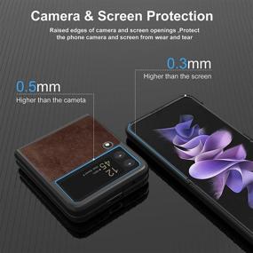 img 1 attached to 📱 Samsung Galaxy Z Flip 3 5G Phone Case Cover | PC Hard Shockproof Back Cover | Brown Leather Case for Galaxy Z Flip 3 | Slim Durable Protective Cover Shell for Galaxy Z Flip3 2021