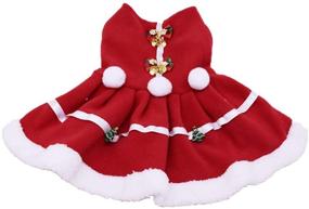 img 2 attached to 🎅 Yu-Xiang Christmas Cat Snowball Bell Skirt Puppy Dress Pet Costume Small Dog Winter Dress Cats Cotton Coat for Christmas, Thanksgiving, Spring Festival, New Year Dress (L, Red)